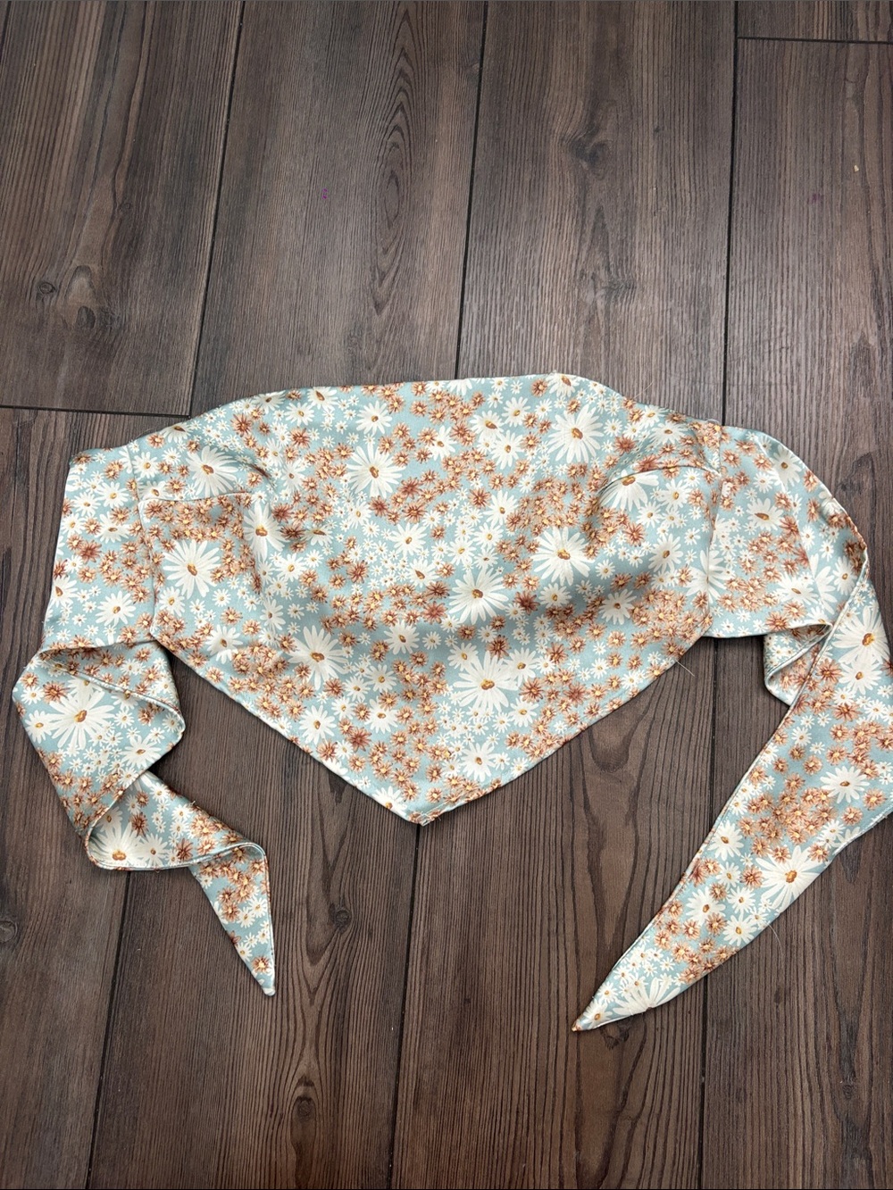 Garage Floral Daisy Bandana Scarf Top - Light Blue